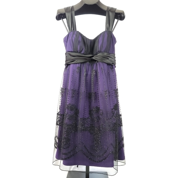 Candy Couture Baby Doll Lace  Dress Violet Black Overlay Size Medium - Picture 1 of 5